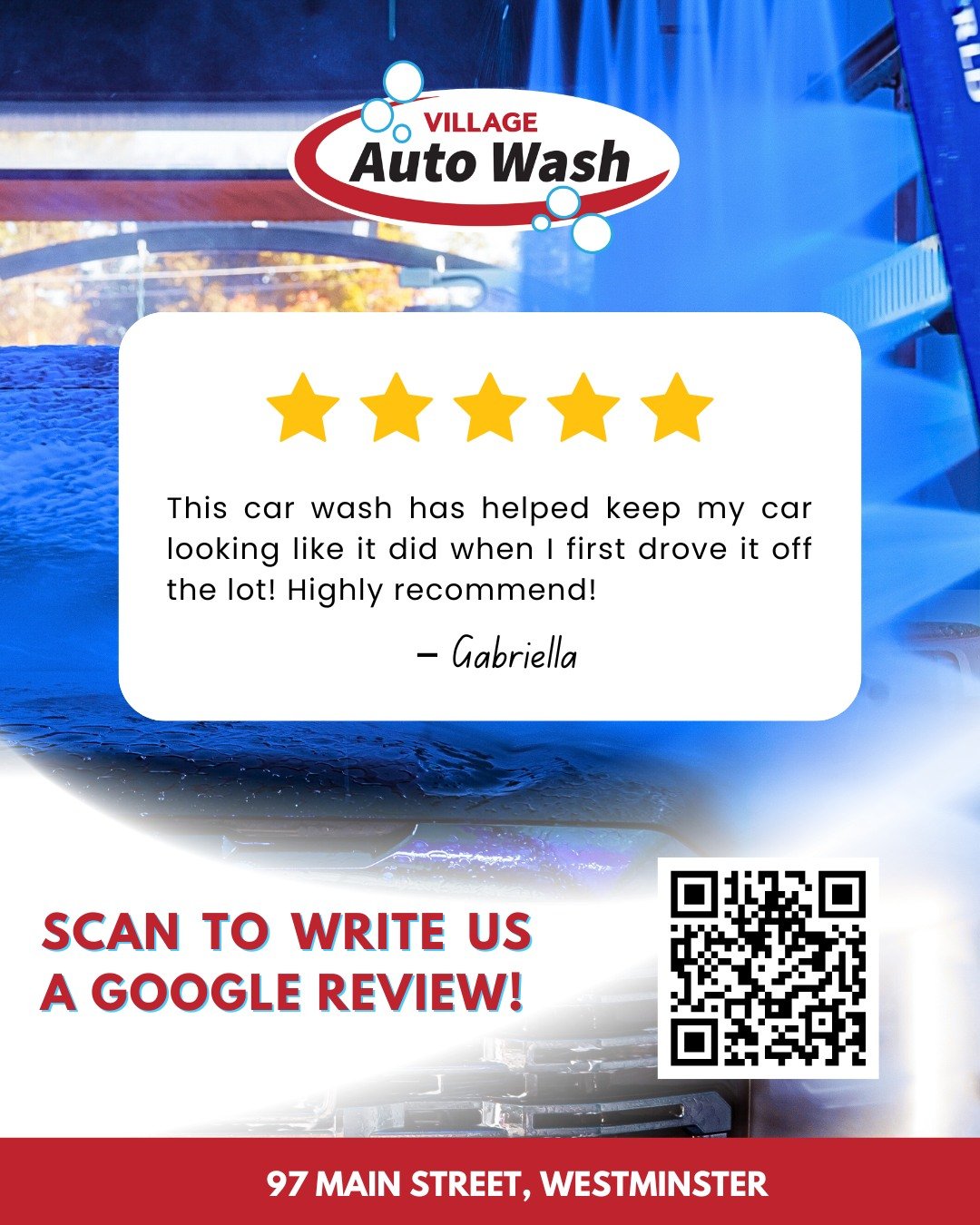 ⭐ GOOGLE REVIEW ⭐

"I&rsquo;ve had a monthly membership at Village Auto Wash for over a year now and love it! With how often I go, the price is more than reasonable. When I got a new car about six months ago, it was super easy to reach out to cu