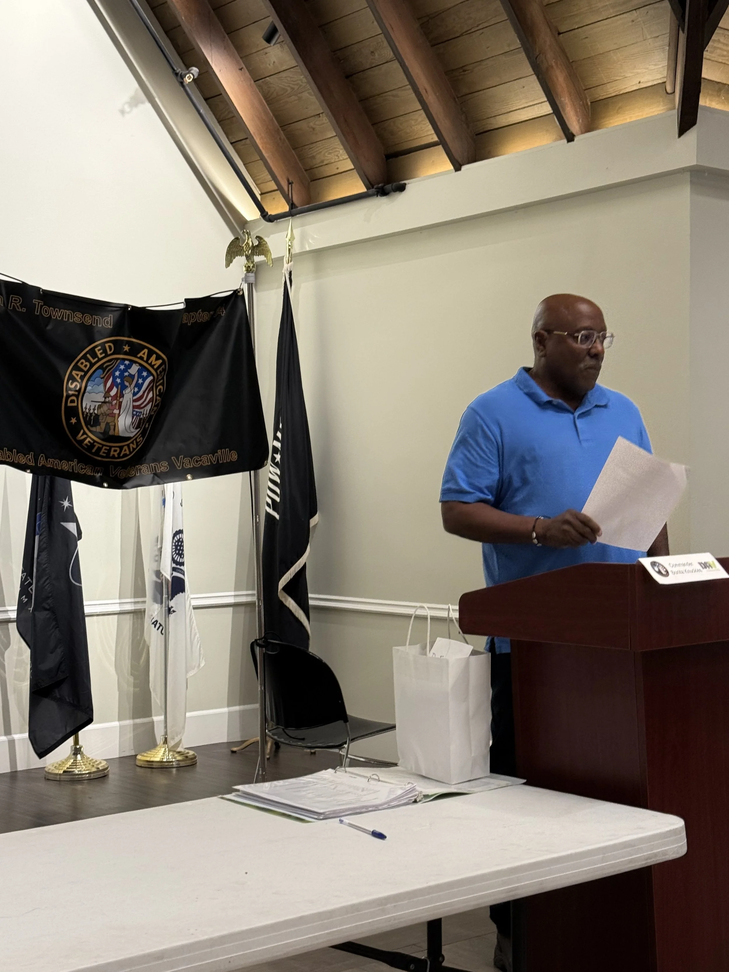 DAV Chapter #84 meeting with guest speaker Dr. Francis Cummins, 10-year Navy Veteran; retired VA Doctor of Osteopathy presenting information to the chapter on being the navigator of your health; September 12, 2026