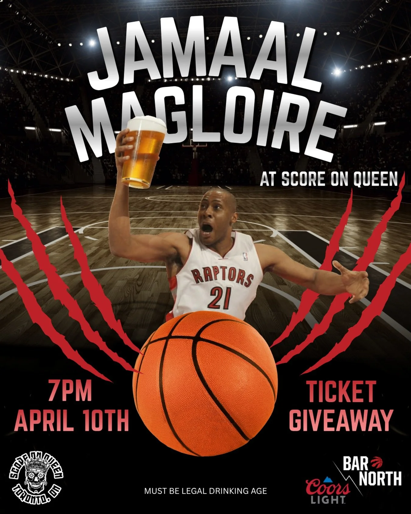 Mark your calendars 🏀

The legendary @jamaal.magloire is pulling up next Friday, April 10 at 7 PM - come hang with us!

Plus, @coorslight is hooking one lucky guest up with a pair of @raptors tickets 🎫

Slide into our DMs for a reso or lock it in t