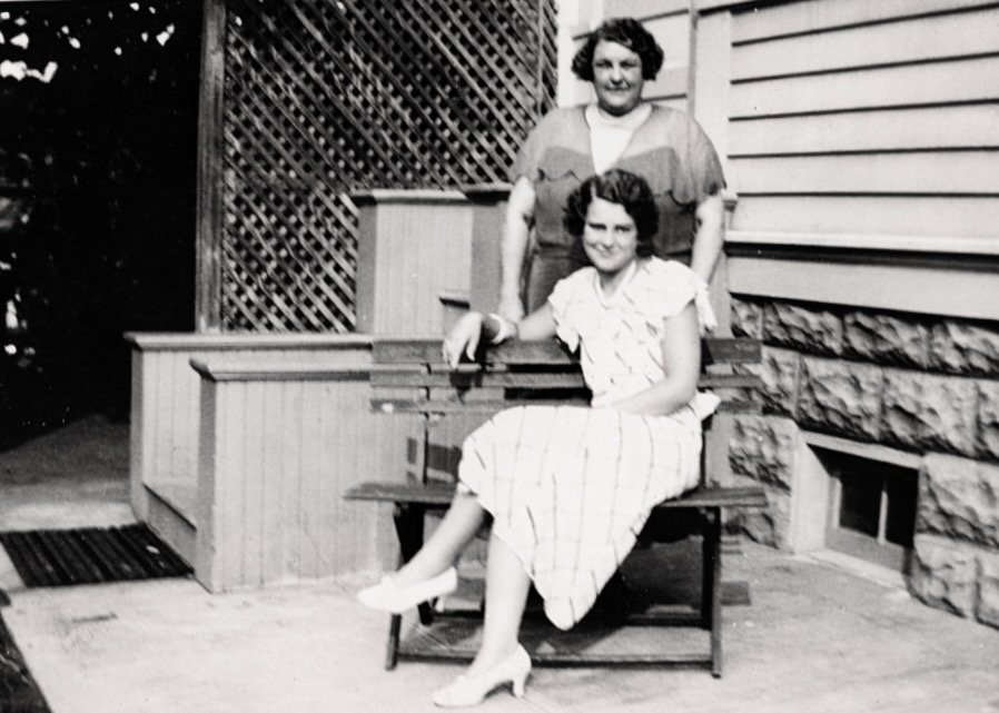 Mildred (15) and her mother Libby (45) in 1933 at the family home in Middle Village, Queens, New York