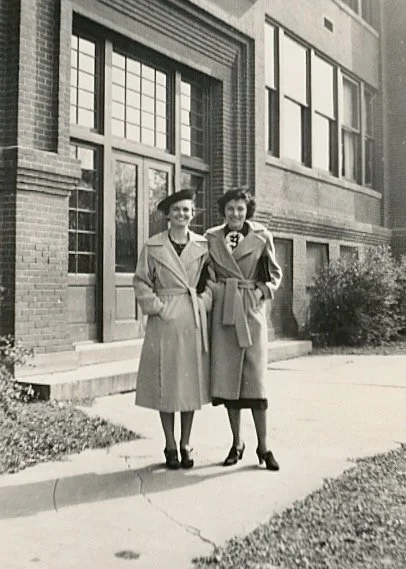 Lyla with friend at Fairfax High School (she taught math) near Mankato, MN, 1938