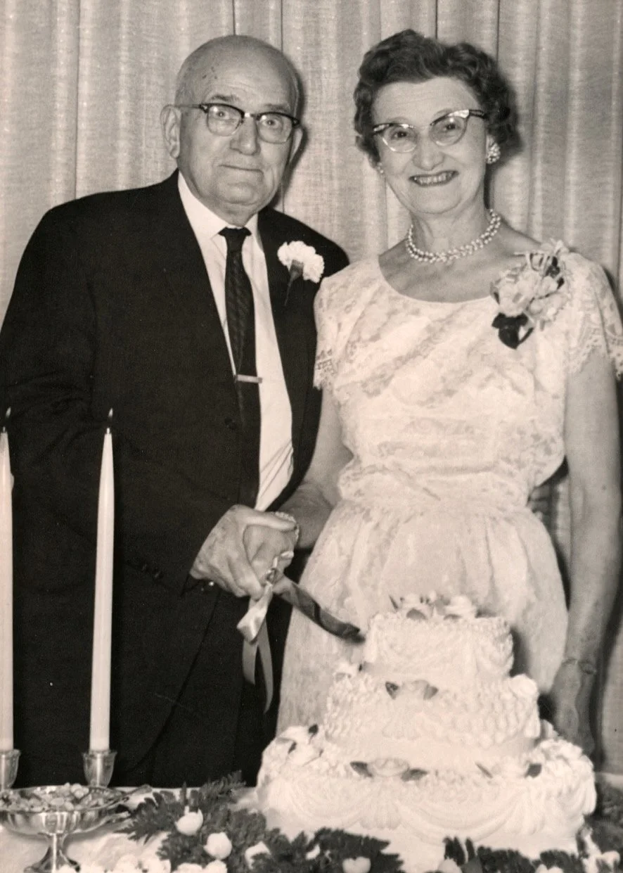 Hazel and Irving on their 50th wedding anniversary, 25 Jun 1963