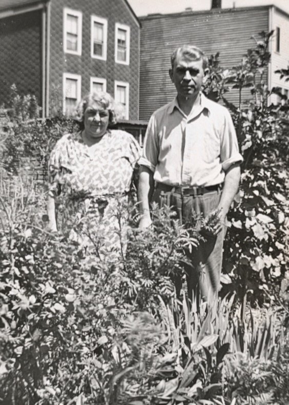 Libby and her husband Otto in the garden, 1939