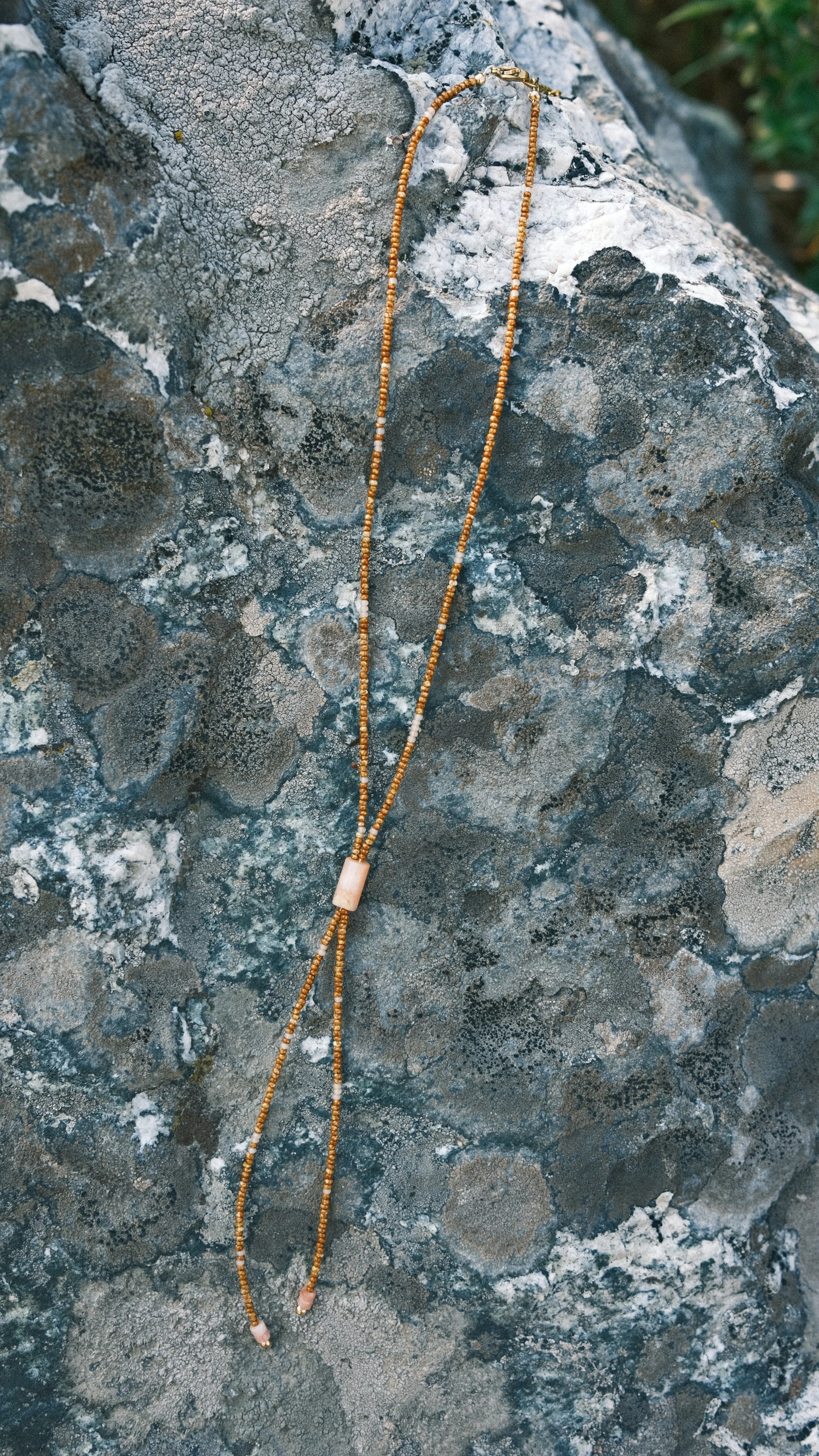 light brown bolo beaded necklace