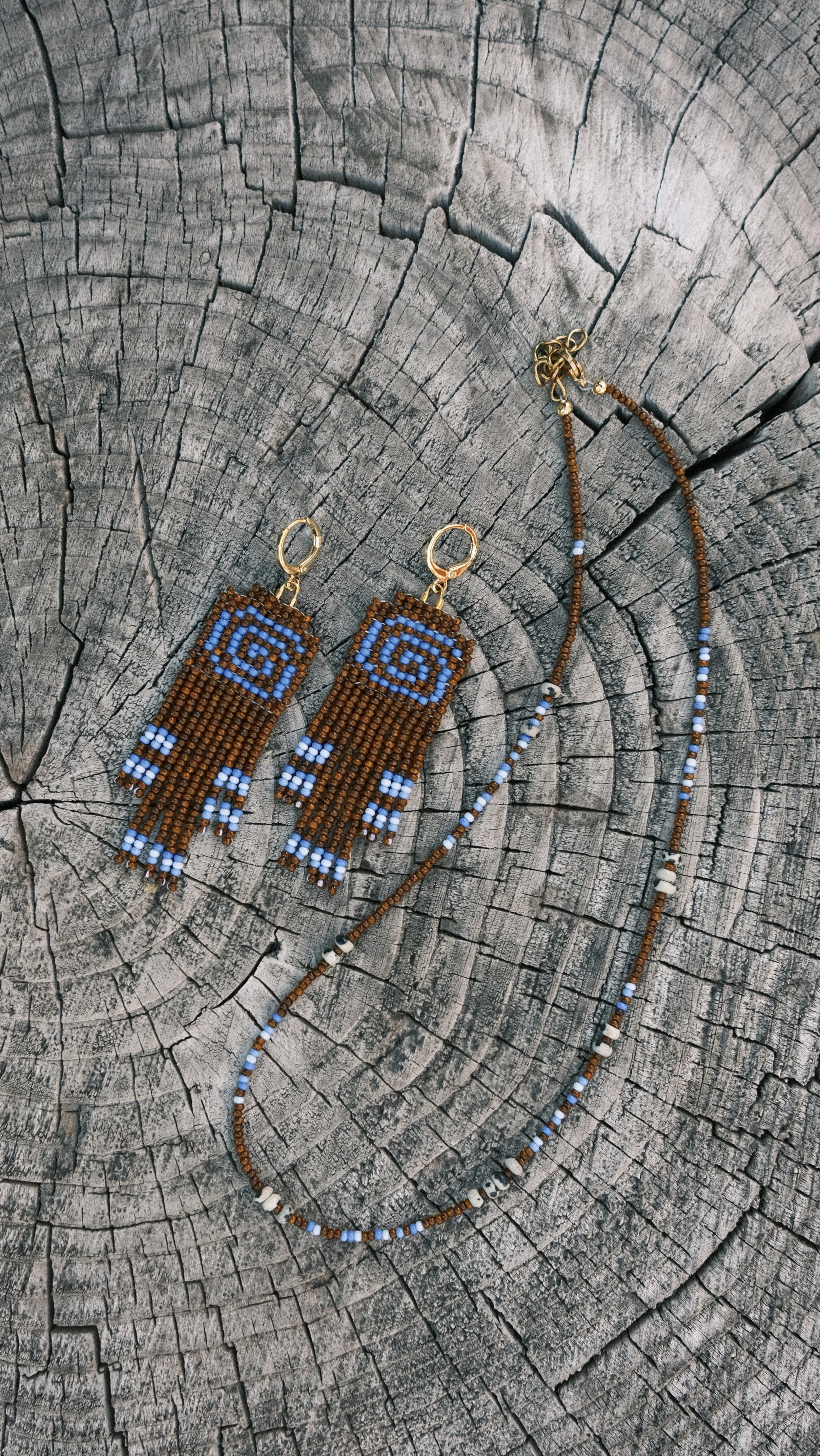 cobalt + rust spiral fringe earrings