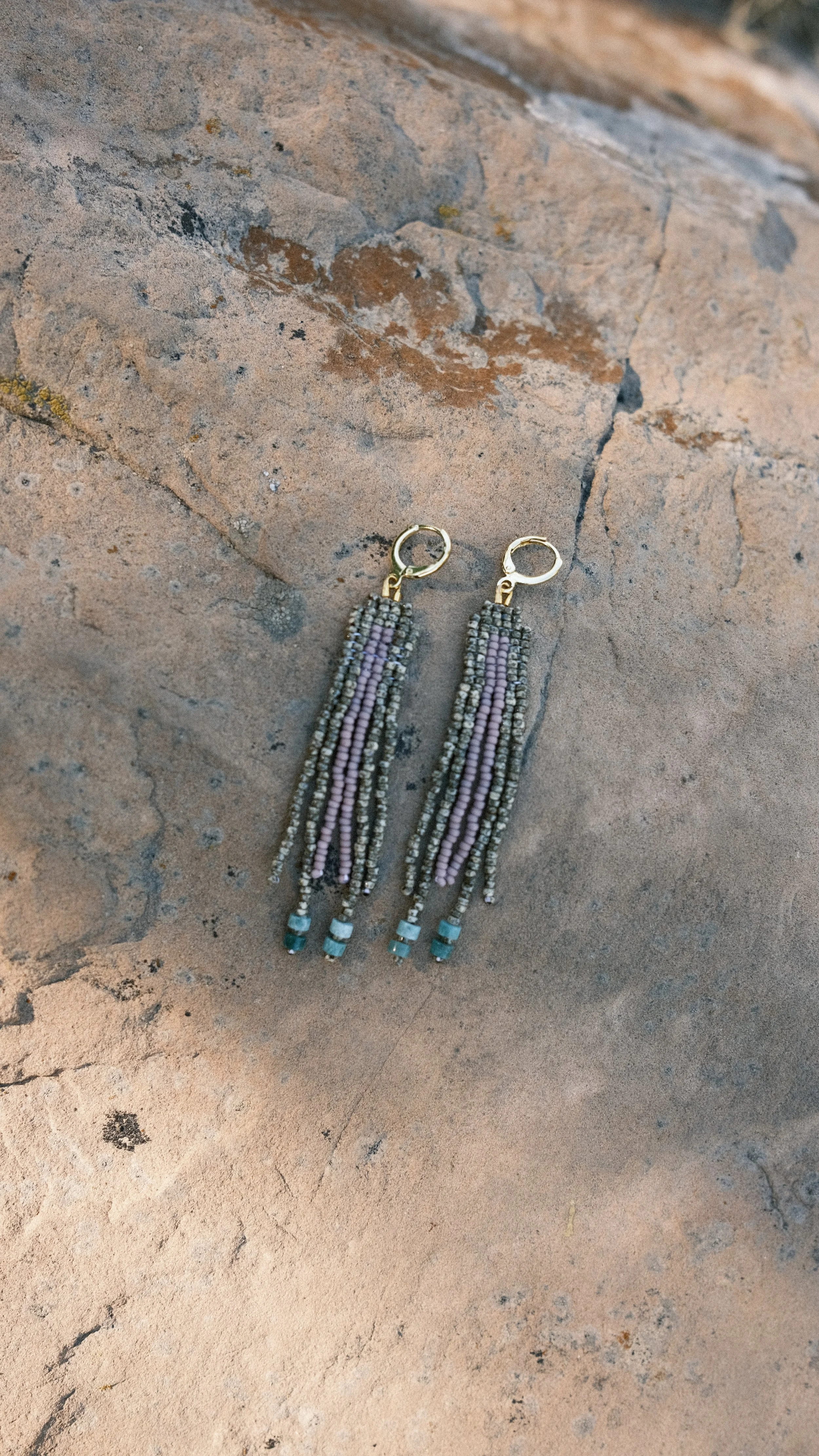 marble grey and lavendar fringe earrings