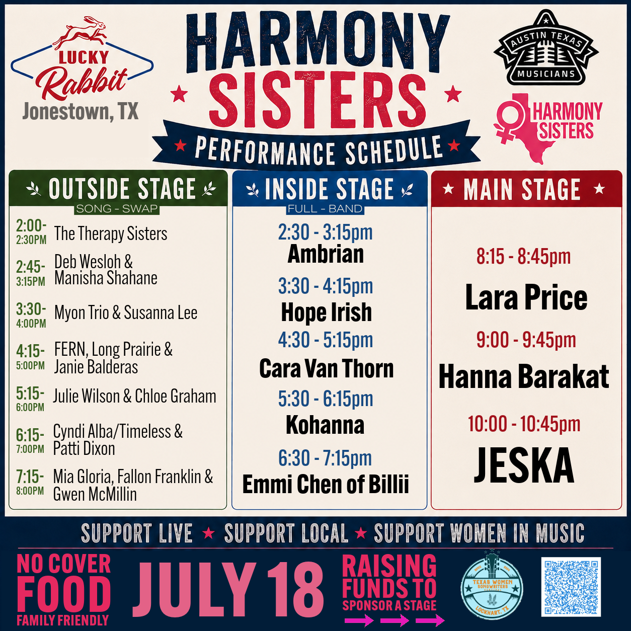 Lucky Rabbit (Jonestown, TX) for Harmony Sisters Showcase