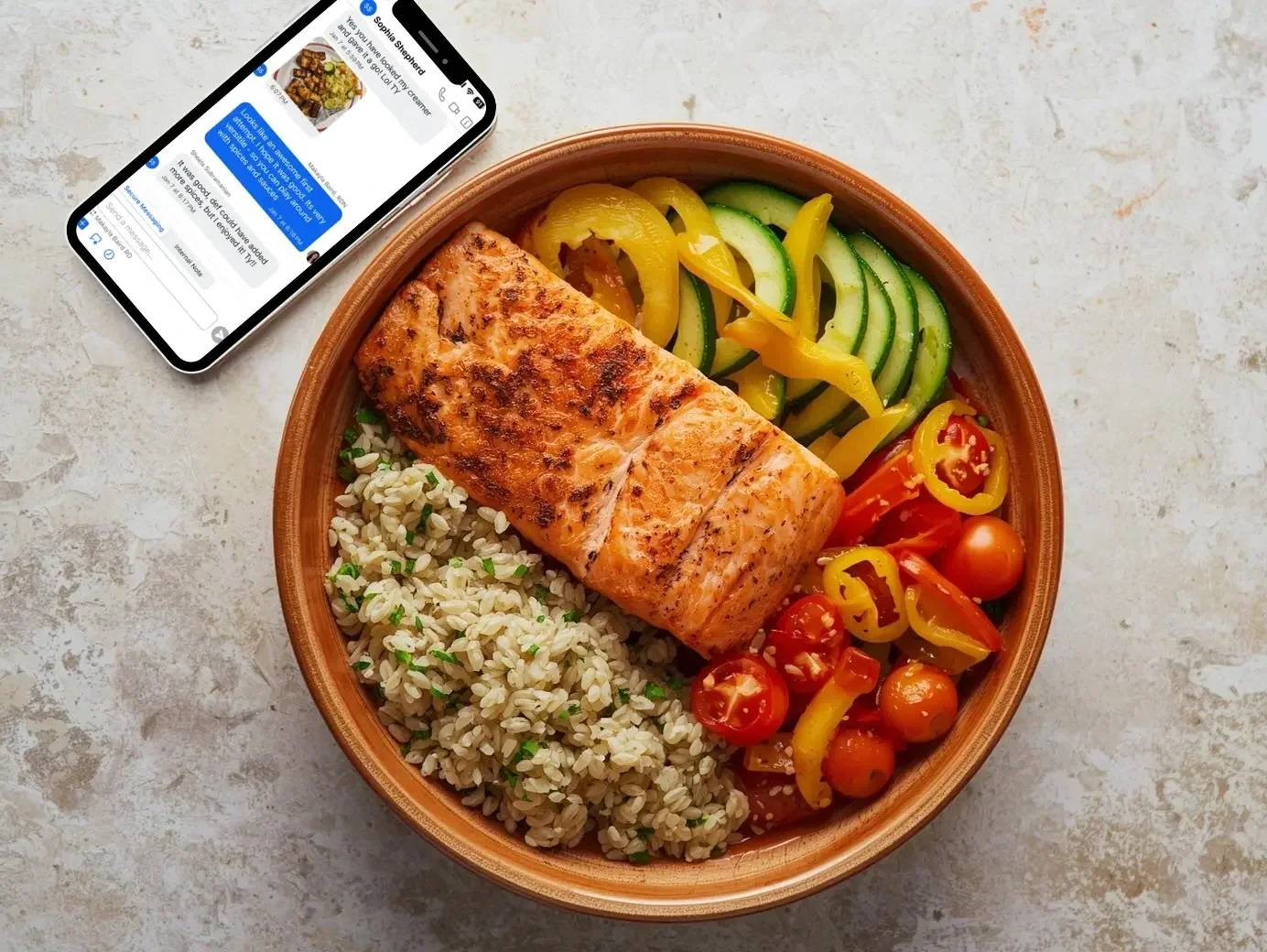 Salmon bowl suggested by Vedic Dietitian