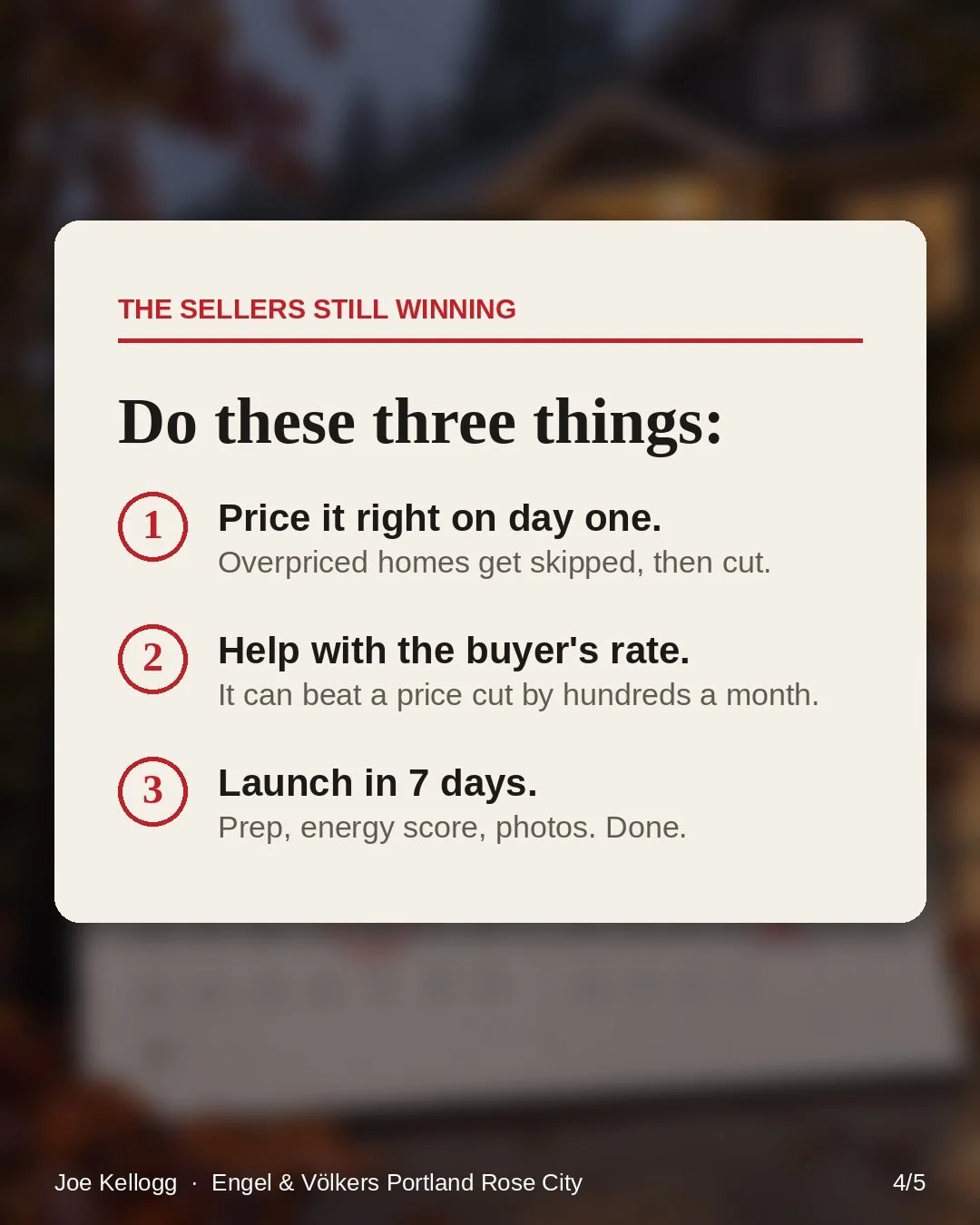Three things Portland sellers still winning do: price right on day one, help with the buyer's rate, launch in 7 days