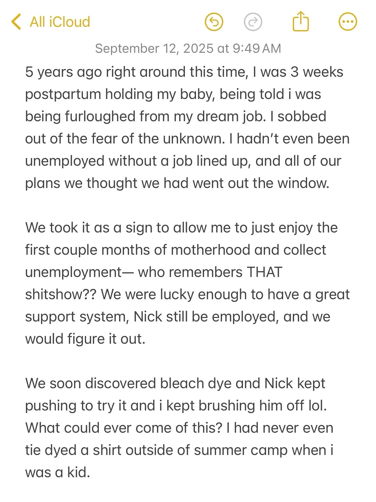 5 years ago right around this time, I was 3 weeks postpartum holding my little tiny baby, being told i was being furloughed from my dream job. 

I sobbed out of the fear of the unknown. I hadn&rsquo;t even been unemployed without a job lined up, and 