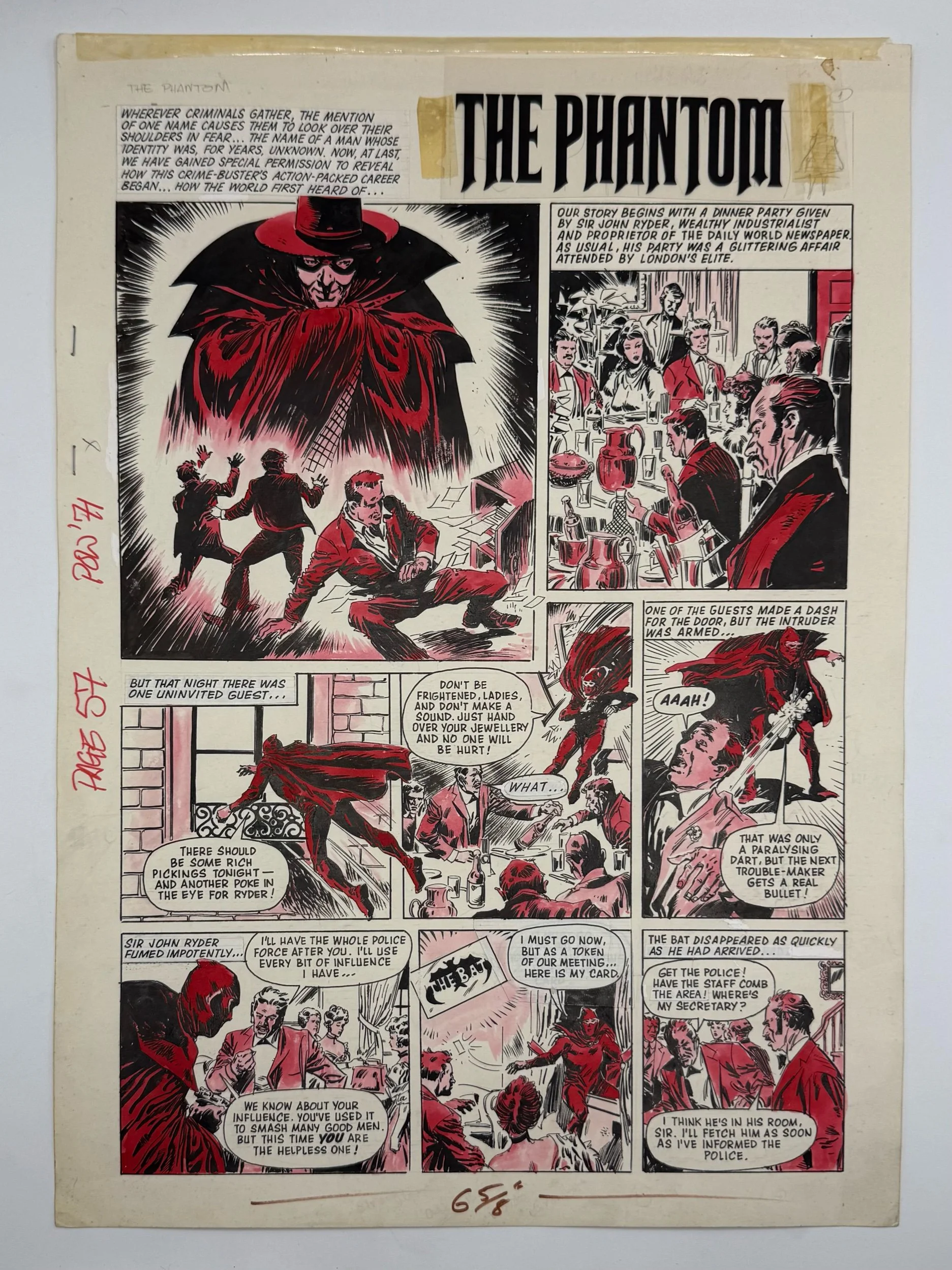 The Phantom 1971 #1 1st Appearance of The Phantom & The Bat | POW Annual P57 Original Comic Art By Eustaquio Segrelles 