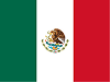 The flag of Mexico with green, white, and red vertical stripes and an emblem featuring an eagle holding a snake in a cactus in the center of the white stripe.
