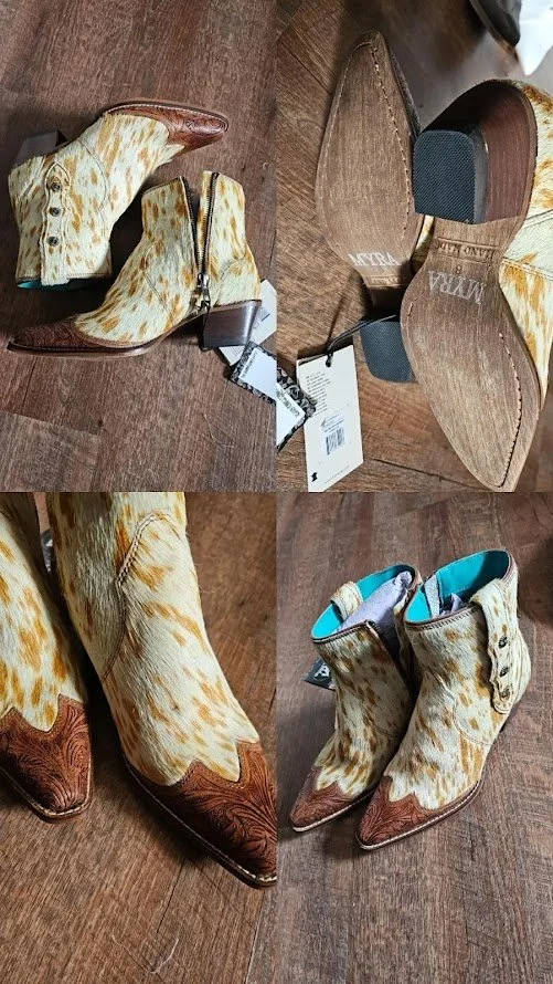 Westro Western Hand-Tooled Booties - Size 8