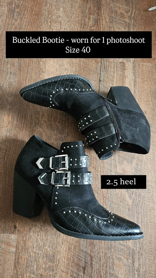 Ankle Boot Suede & Leather Black - Size 8.5