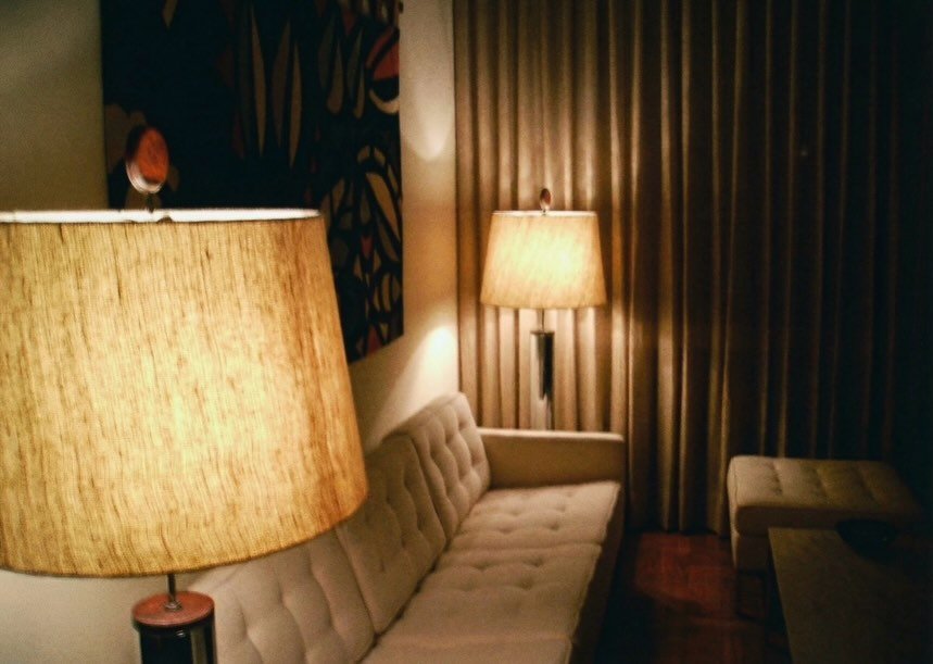 Early 2000&rsquo;s analog photos from S&atilde;o Paulo. The vibe is rosewood, colorful Scandinavian dishes, hand tooled marquetry boxes with Brazilian landscape, vintage italian  60&rsquo;s hand down glass sconces, custom felt lined drawers organizer