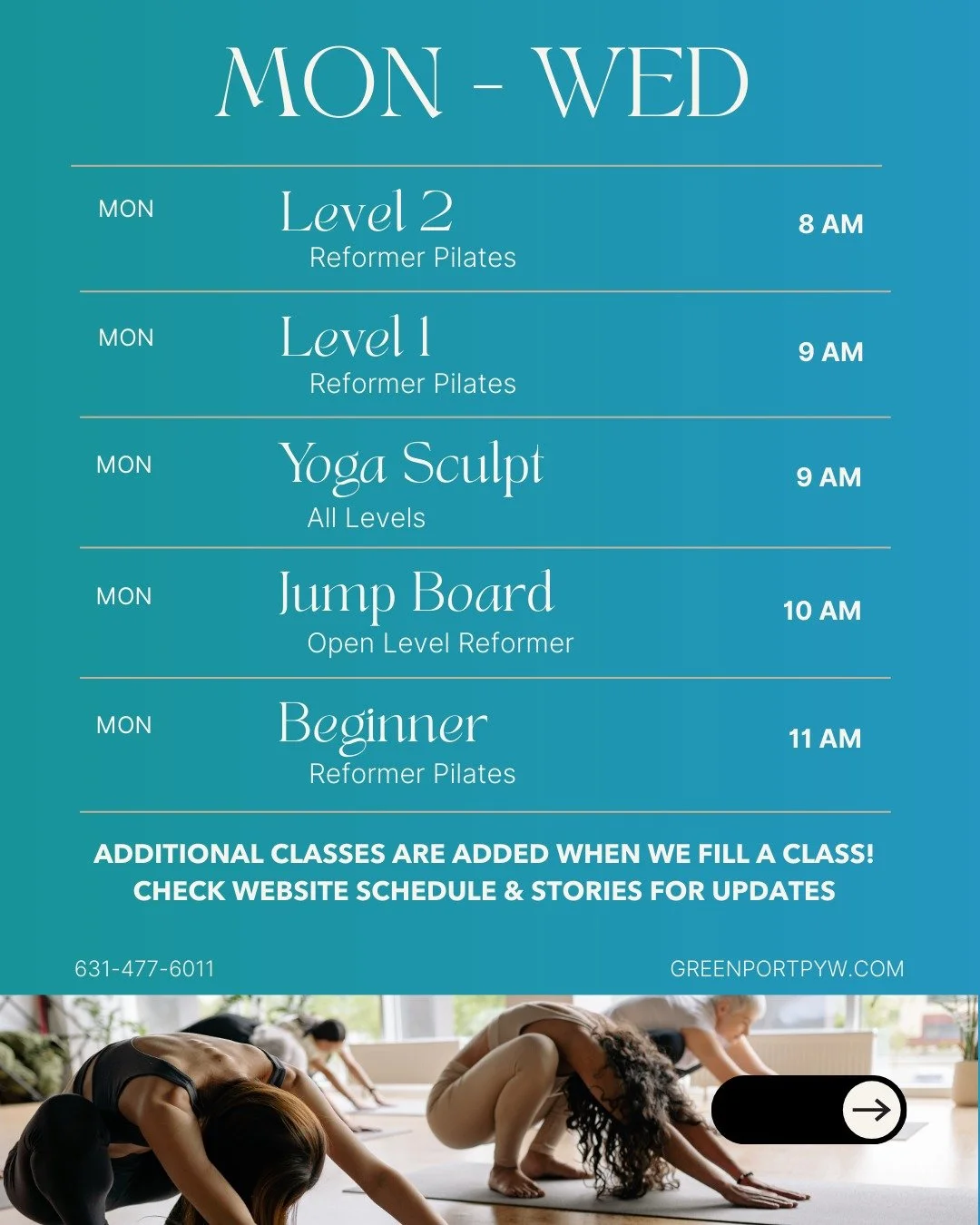 🍂 The Fall Pilates schedule has arrived!
As we shift from beach days to back-to-school routines, it&rsquo;s the perfect time to refocus on you. Our energizing Pilates classes in Greenport are designed to strengthen your body, improve flexibility, an