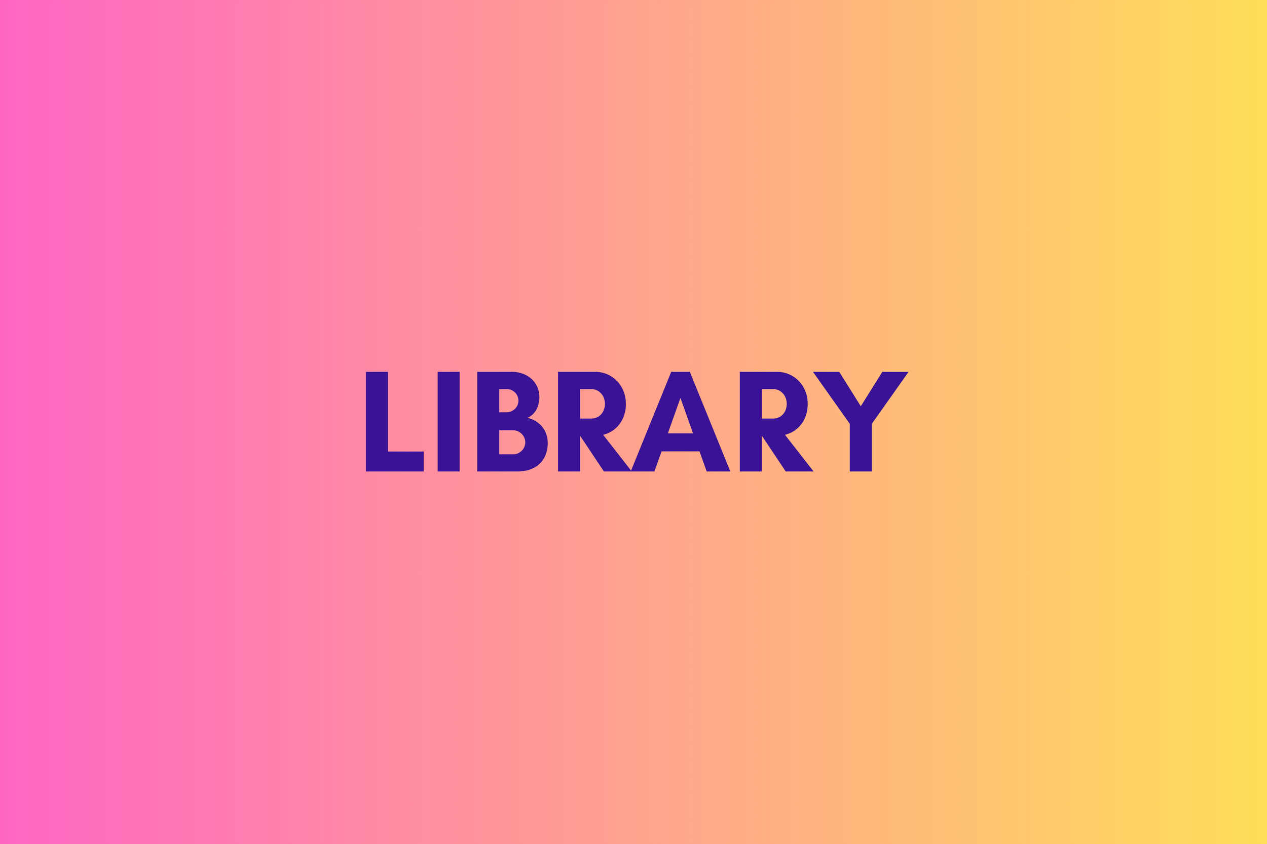 Colorful gradient background with the word 'Library' in large dark blue letters.