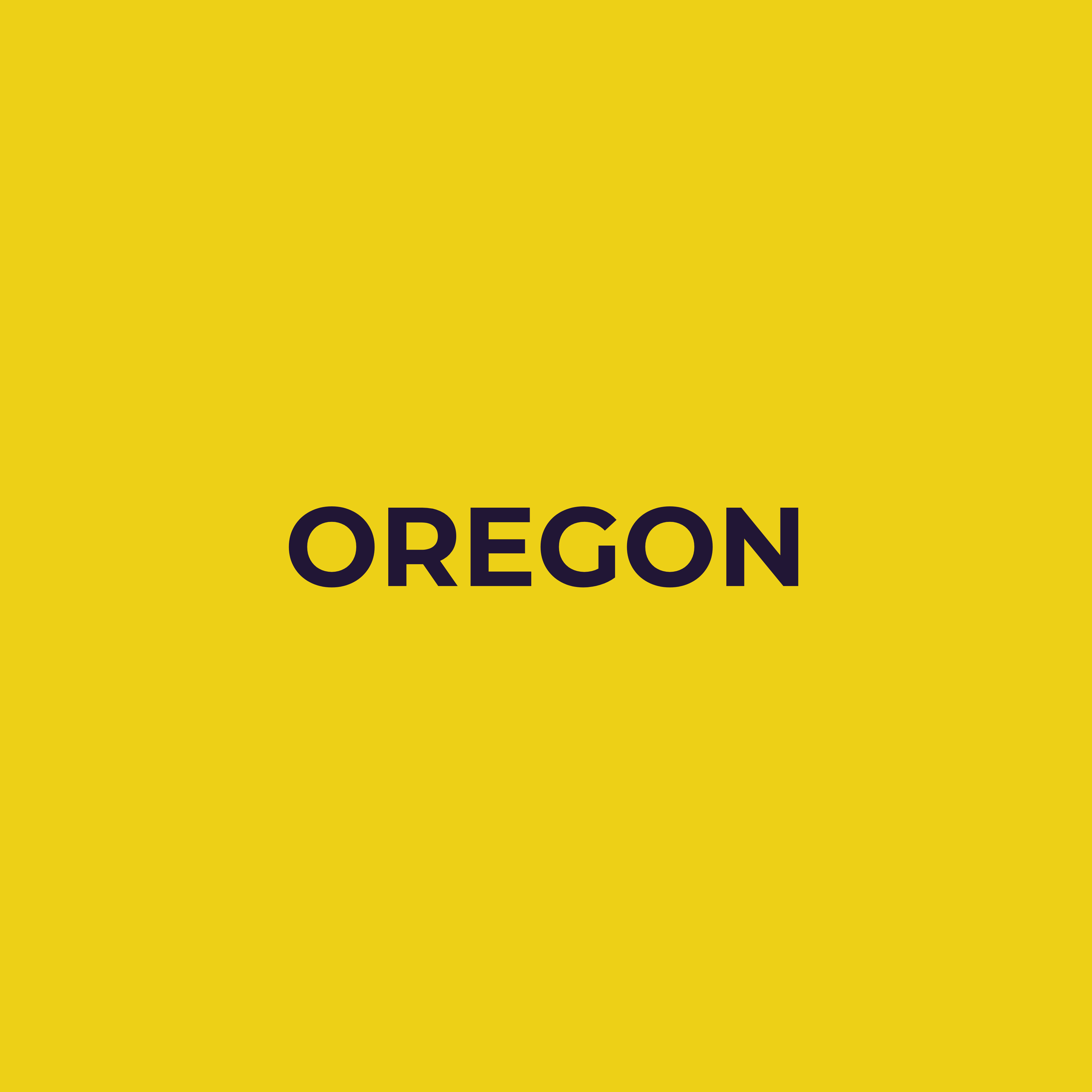 Yellow background with the word 'OREGON' written in bold black letters.