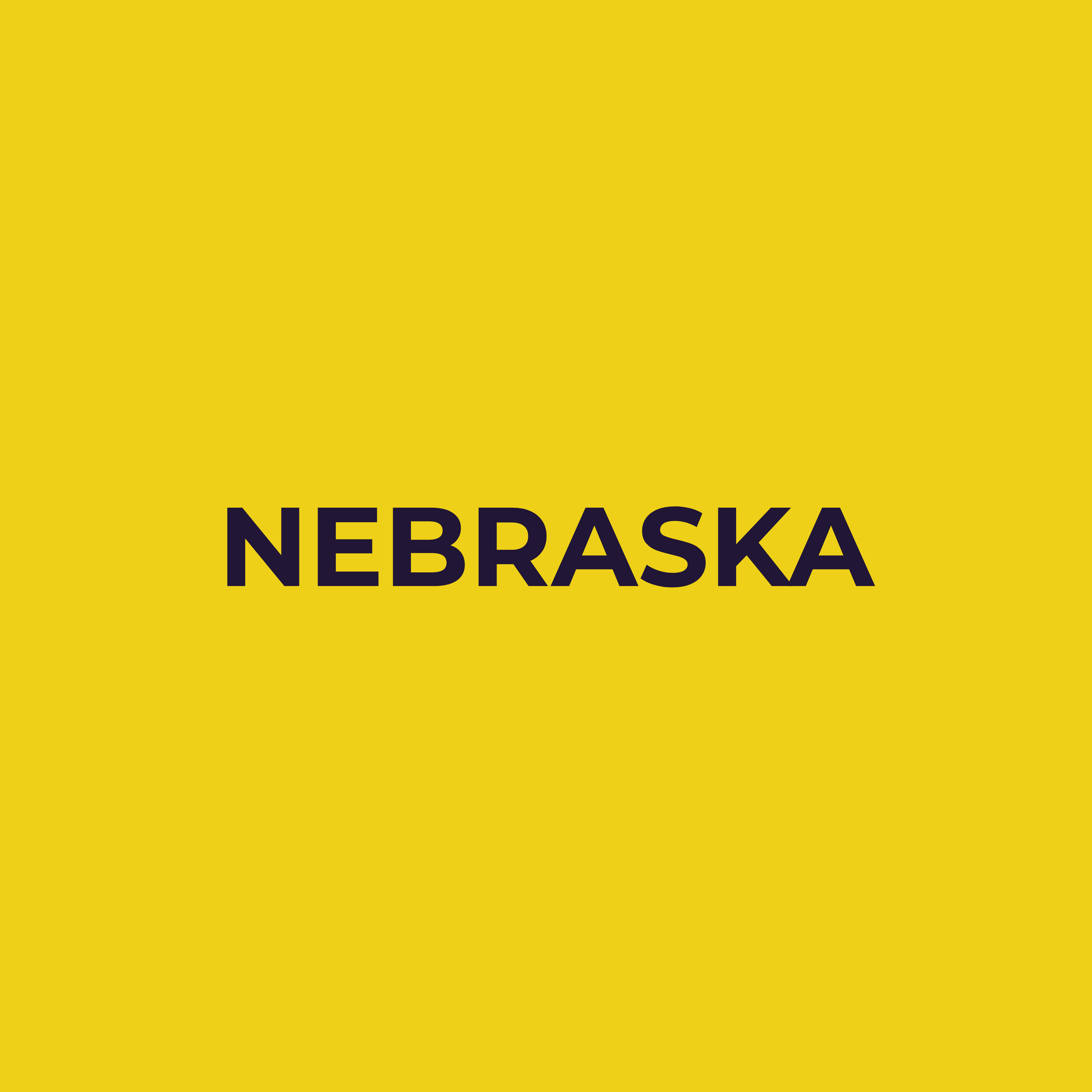 Yellow background with the word 'Nebraska' written in black