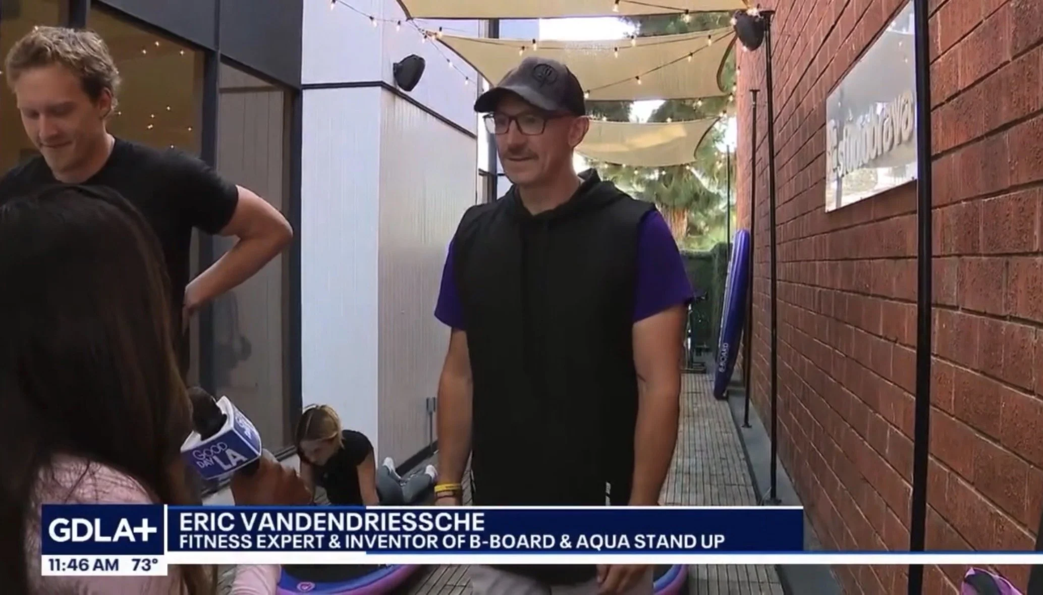 eric vandendriessche interviewed by Brooke Thomas from fox11 Good Day LA bboard aquastandup