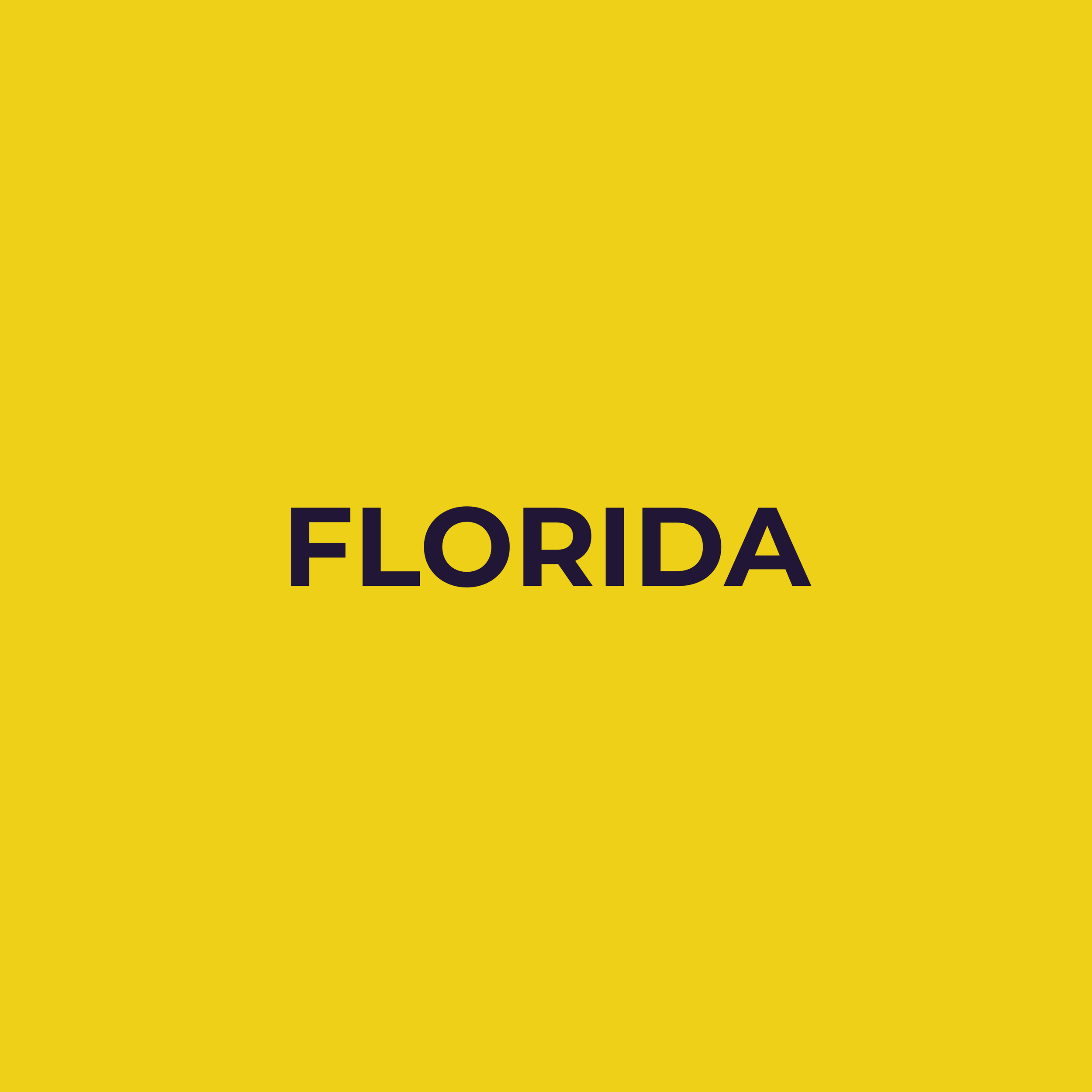 Yellow background with the word "FLORIDA" written in bold black letters in the center.