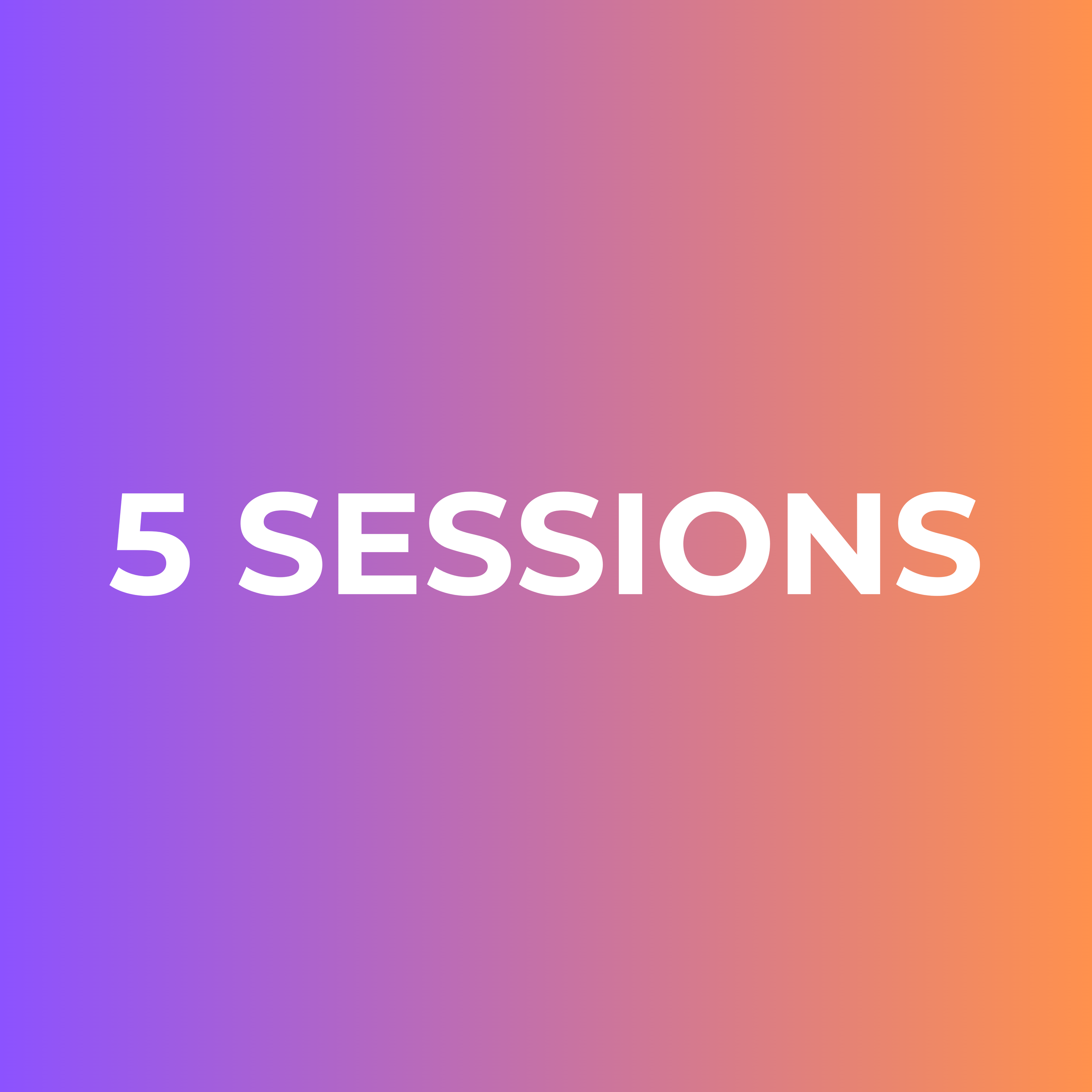 purple card with text 5 sessions in white