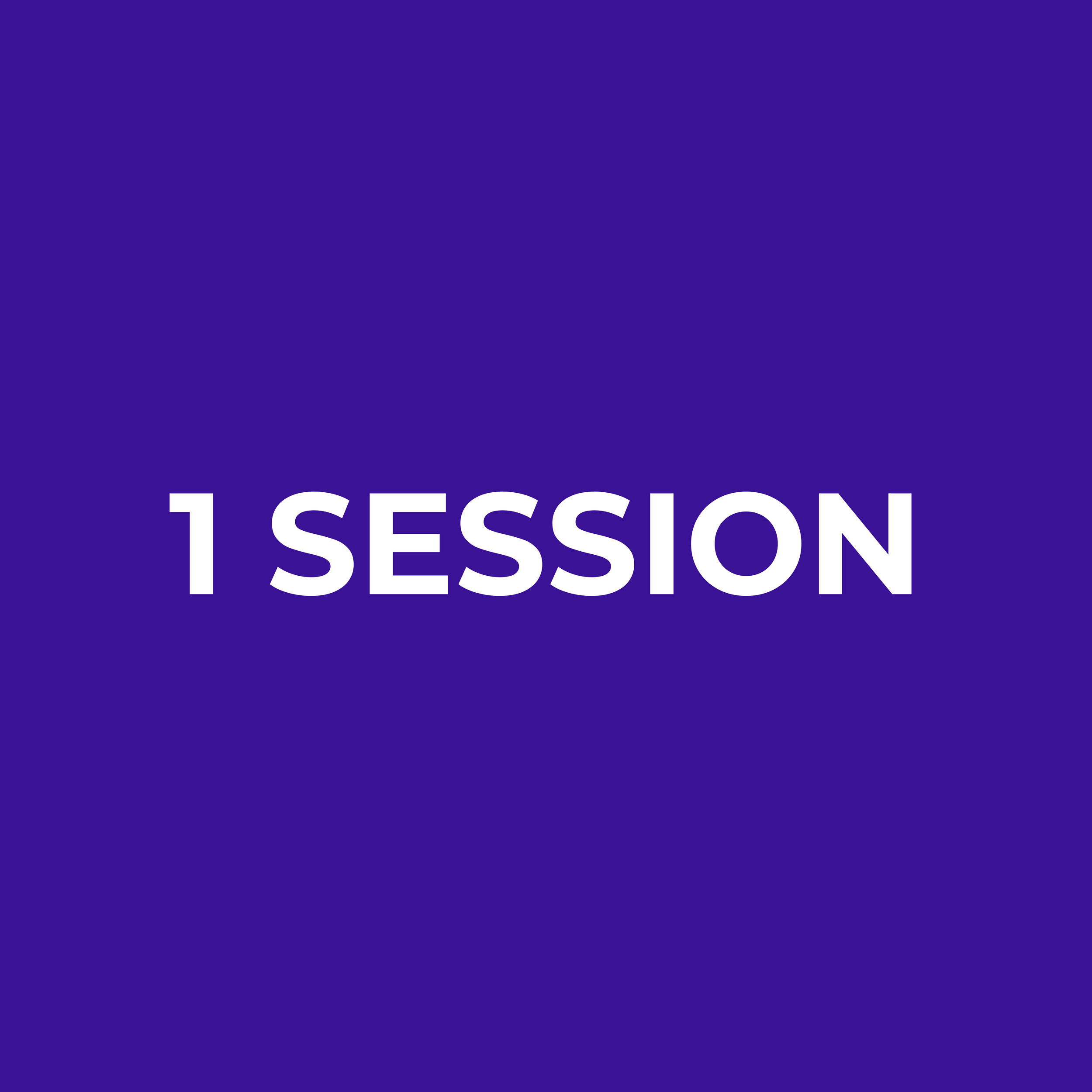 Purple card with text 1 session