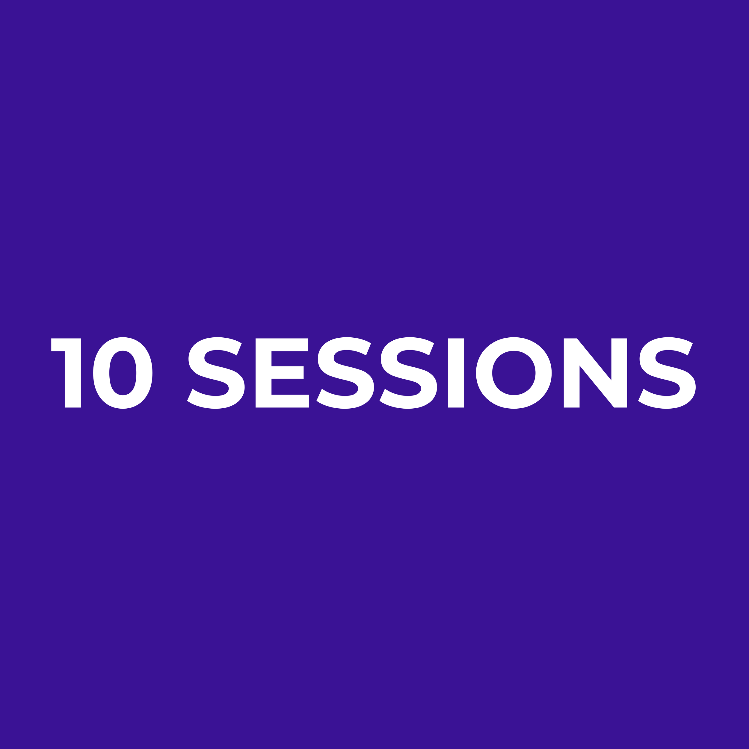 Purple card with text 10 sessions