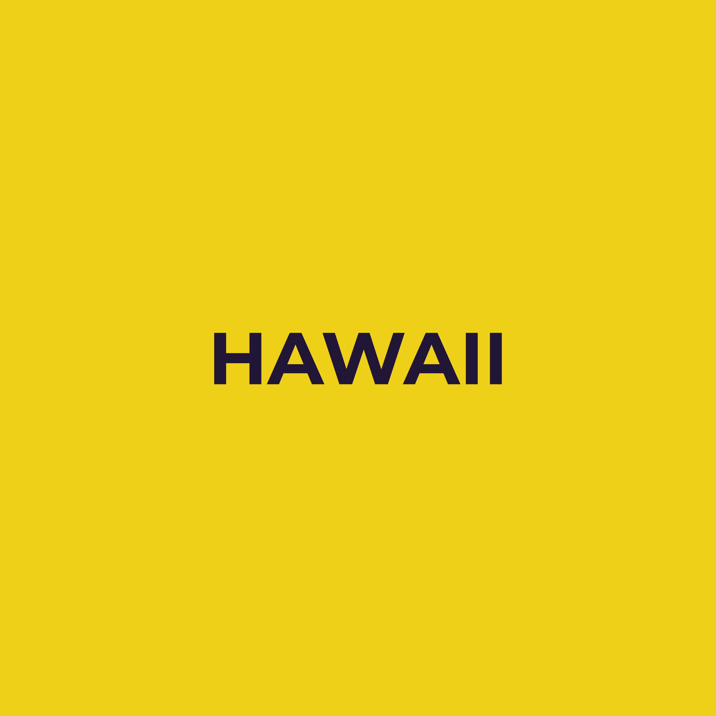 Yellow background with the word 'HAWAII' in bold black letters.