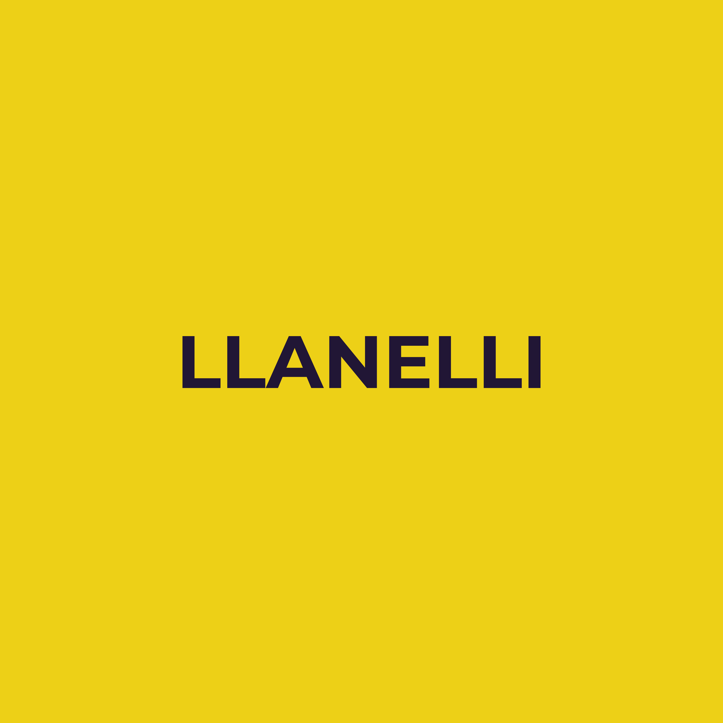 Yellow sign with black text displaying the word 'LLANELLI'