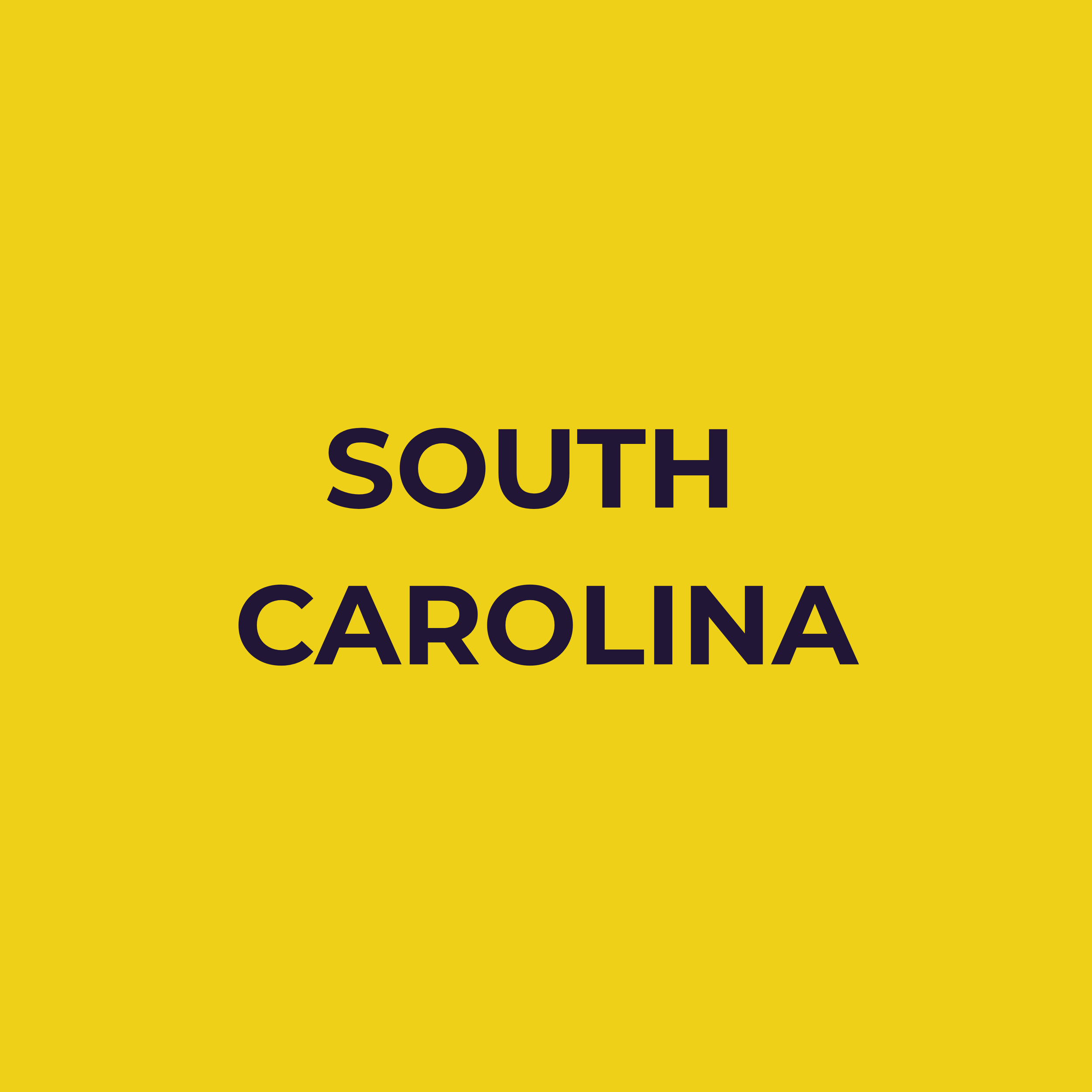 Yellow background with bold black text stating 'South Carolina'