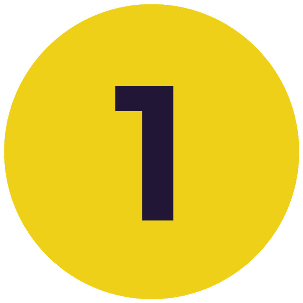 Yellow circle with a black number 1 in the center.