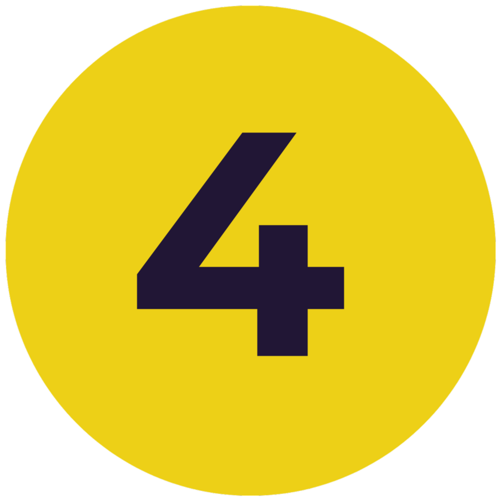 Yellow circle with a black number 4 in the center.