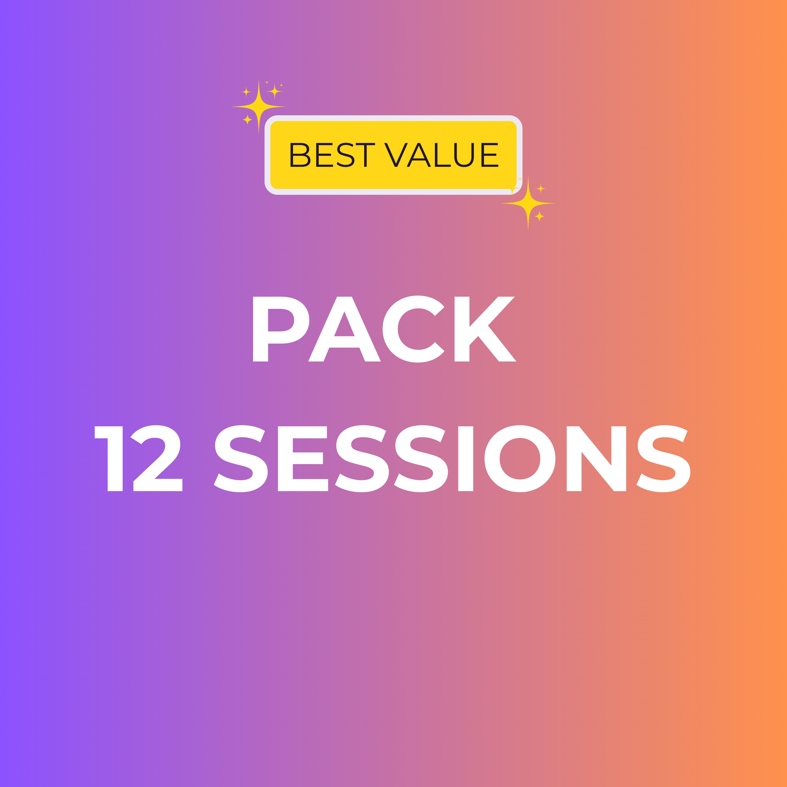 Purple card with text 12 sessions