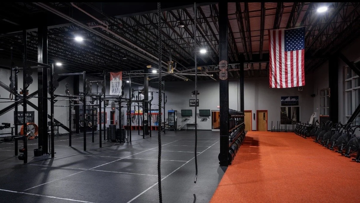 CrossFit training rig and gym floor at QC Fit West Charlotte. 