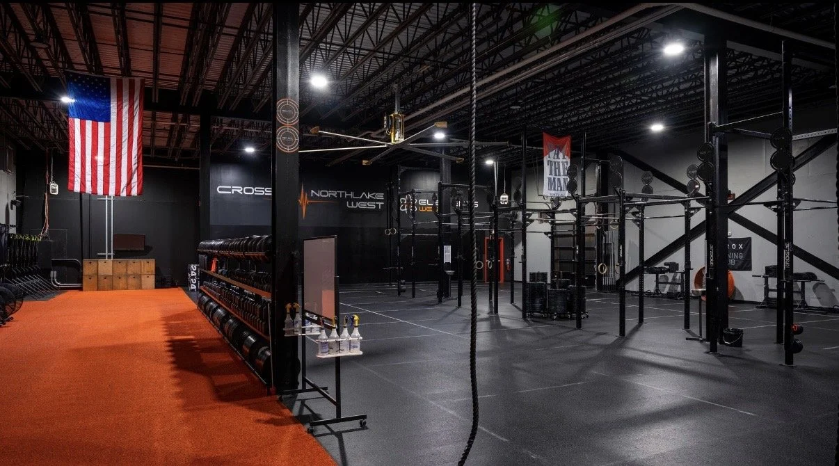 CrossFit gym interior at QC Fit West in Charlotte NC.