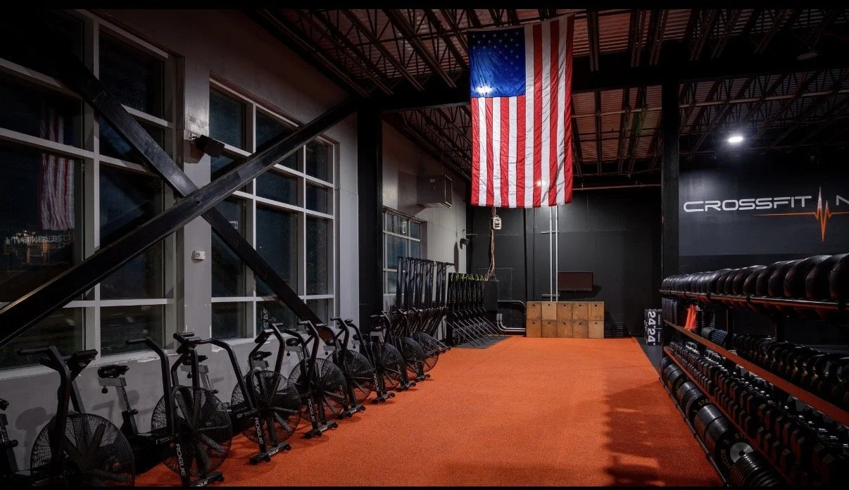 CrossFit training floor and equipment at QC Fit West Charlotte.