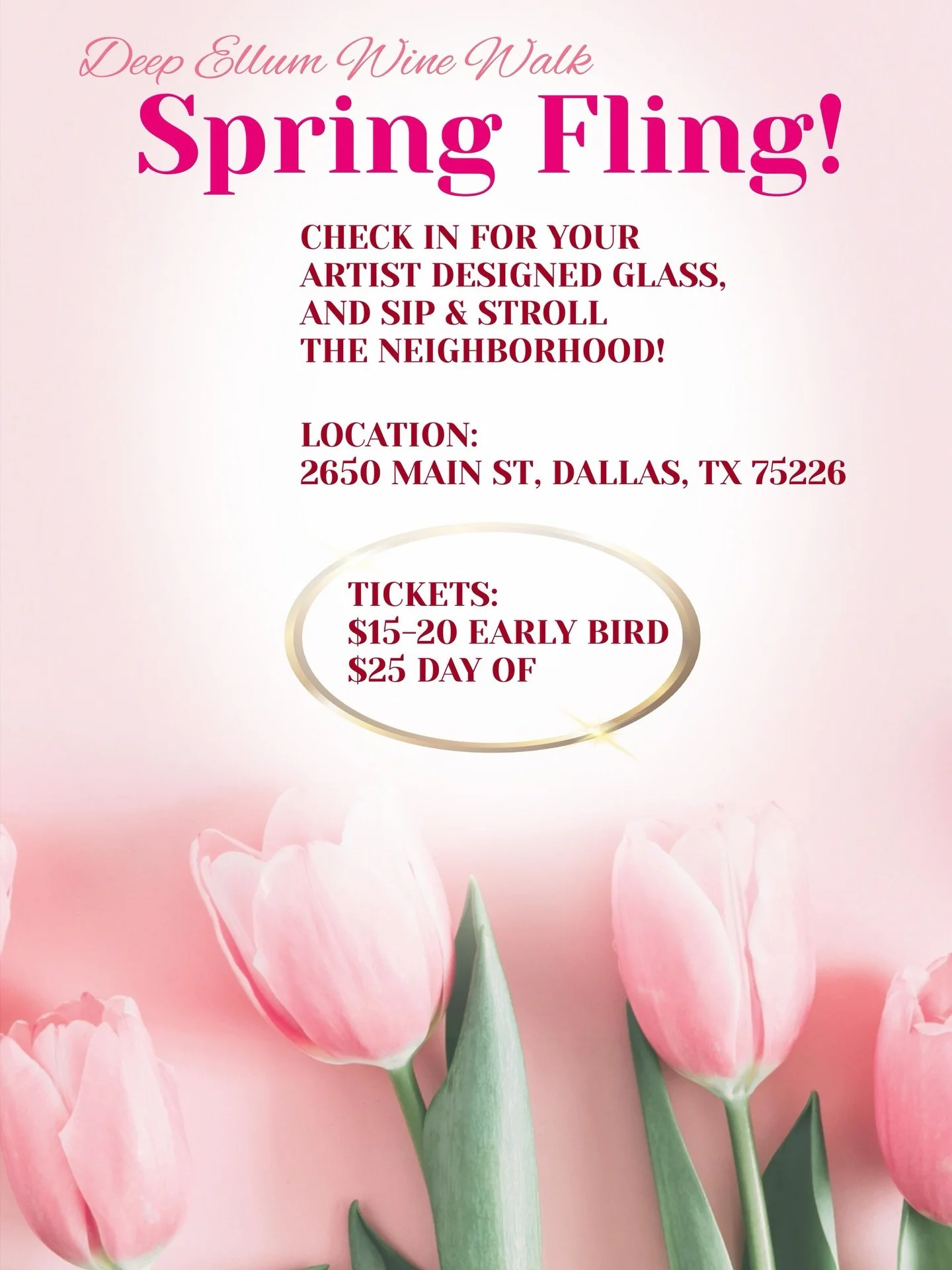 Spring is springing, and we are slinging good vibes at the wine walk✨

It's all happening this March, with an absolutely fab afternoon on the town. Early Bird tickets fly away soon. Scoop yours, and join us for all the fun!

*15-20 hot spots for sipp