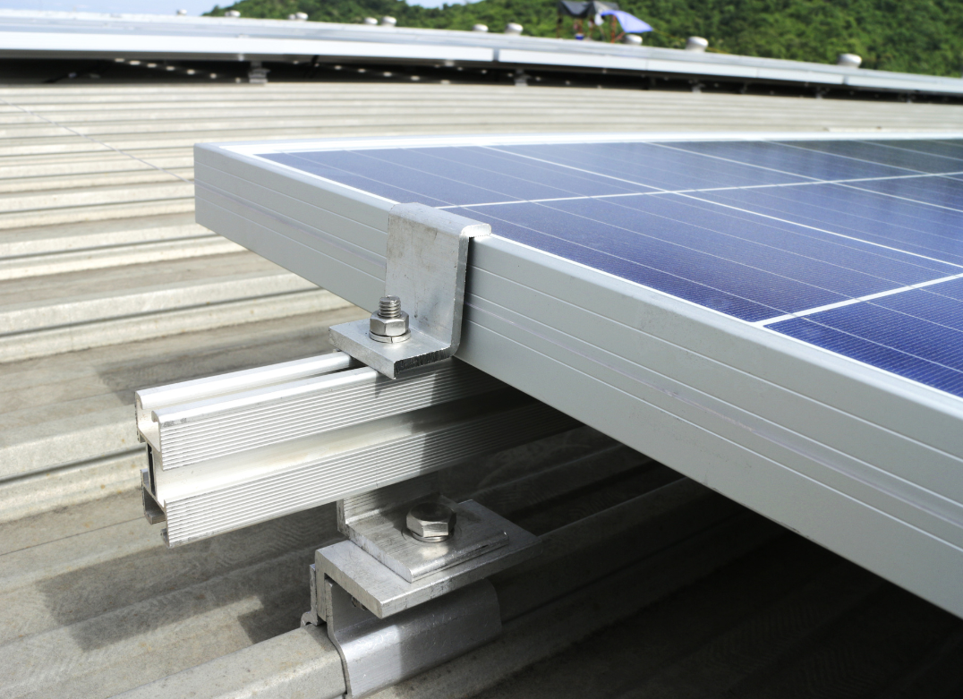 Professional installation of solar panels mounting