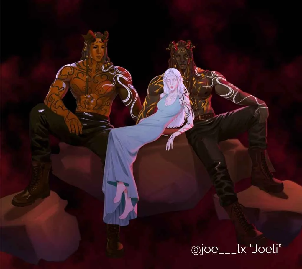 Kaziel, Helyria, and Ya'varen from the Eclipse Realms Saga