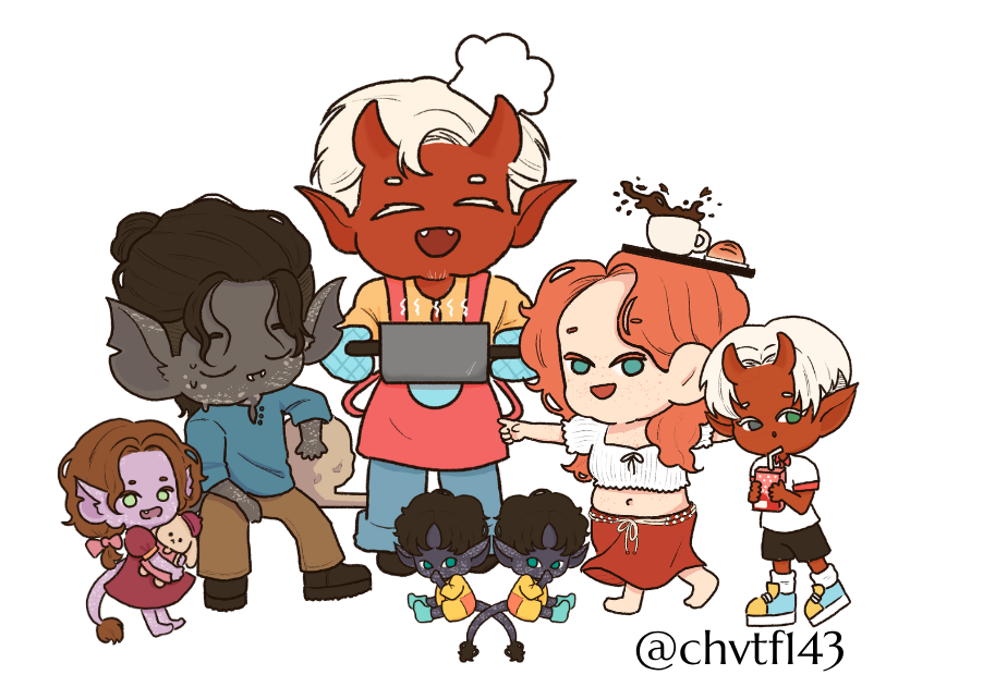 The Cast of Sugar & Venom including Bharin, Arkias, Melody, Selia, Arken, Tinos, and Jax
