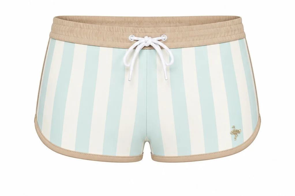 Riviera Retro Square-Cut Short | Seafoam Stripe & Sand