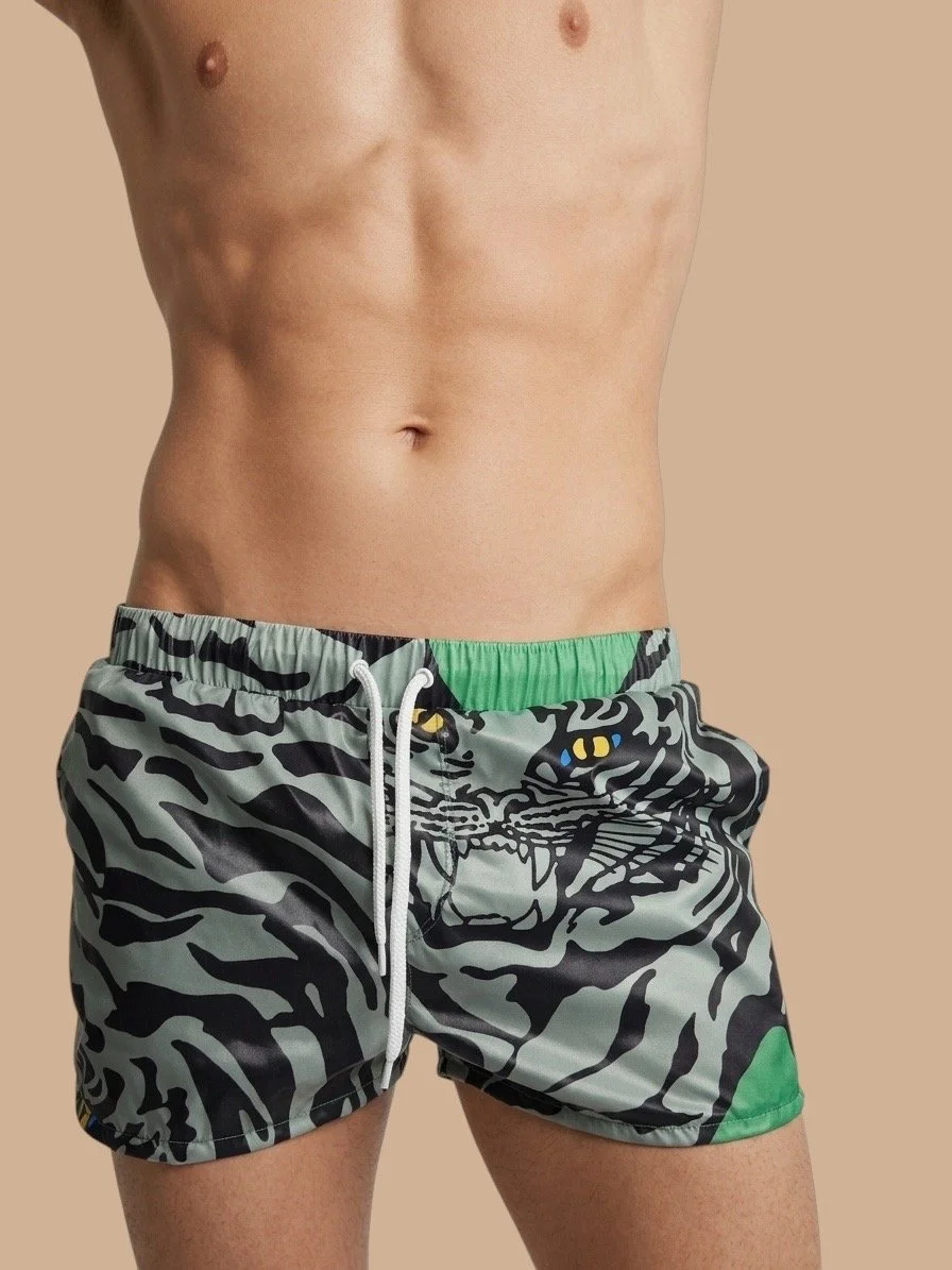 The Jungle Tiger Retro Short | Sage & Onyx