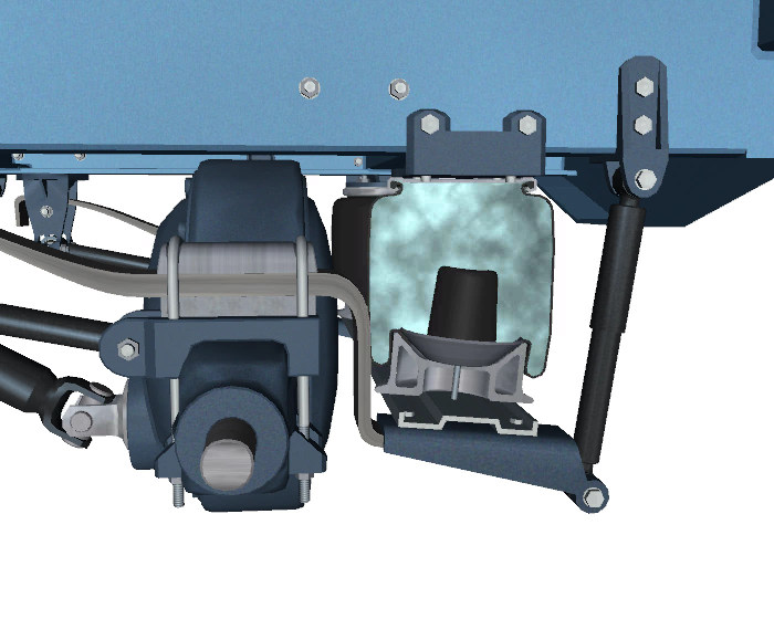 A cutaway animation showing air filling the air cushion.