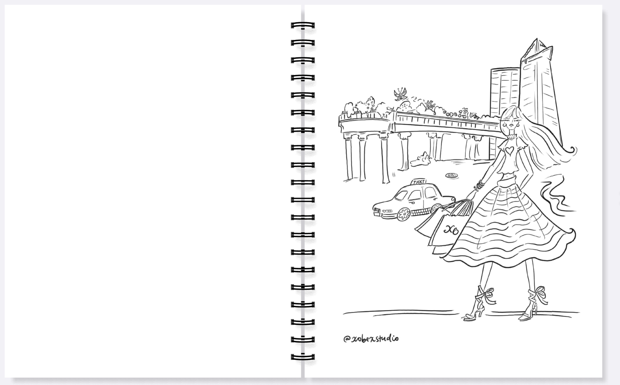 xo, Fashionista Coloring Book xobexstudio Inside Spread Example.png