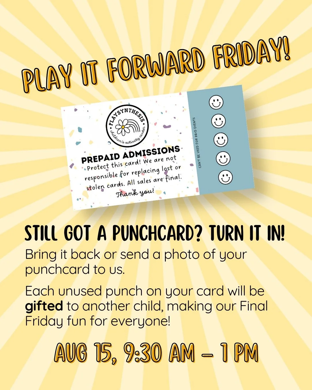 Thank you so much for purchasing a Playsynthesis punchcard &mdash; we are truly grateful for your support over this past year. Every penny you spent meant the world to us and helped keep our playroom running as long as we could.

We&rsquo;re so sad w