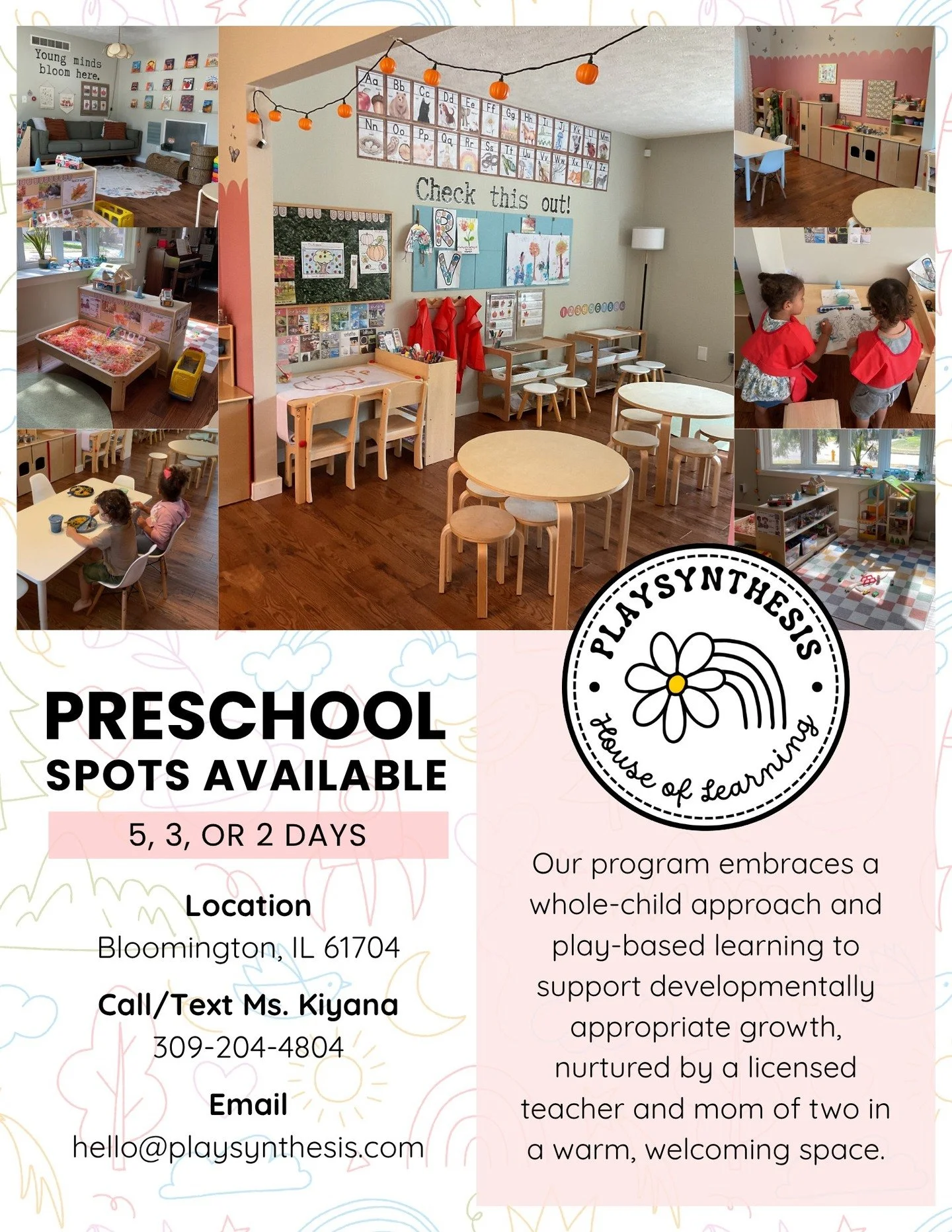Hi moms and dads!

I&rsquo;m excited to share that Playsynthesis is back and now offering an in-home preschool program. We&rsquo;ve been busy getting the house ready for little learners, and while I&rsquo;m in the process of becoming fully licensed t