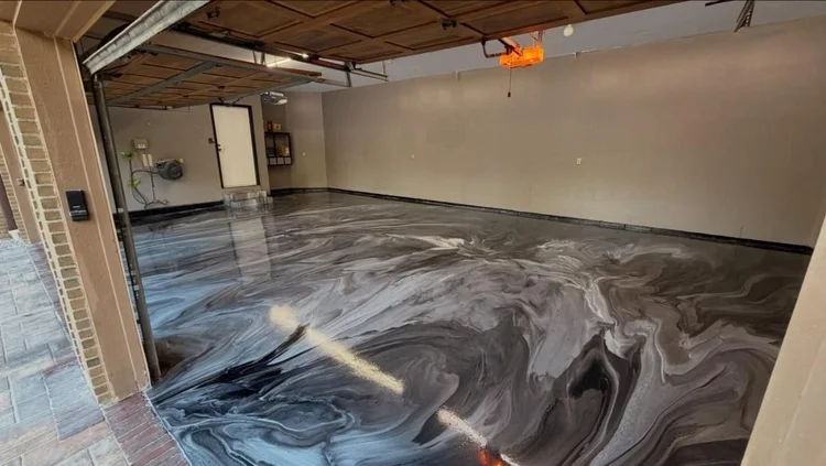 Metallic epoxy garage floor in Galena, Ohio