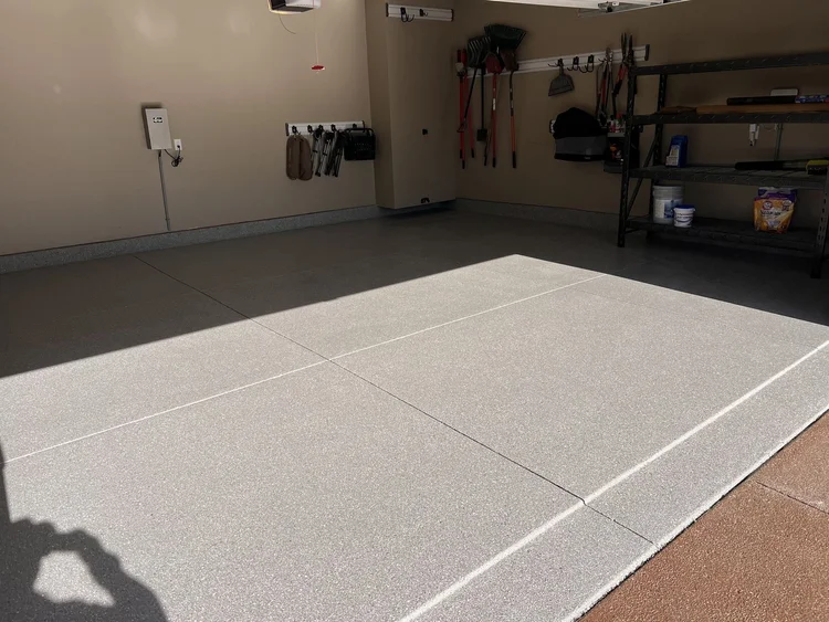 Tan flake garage floor