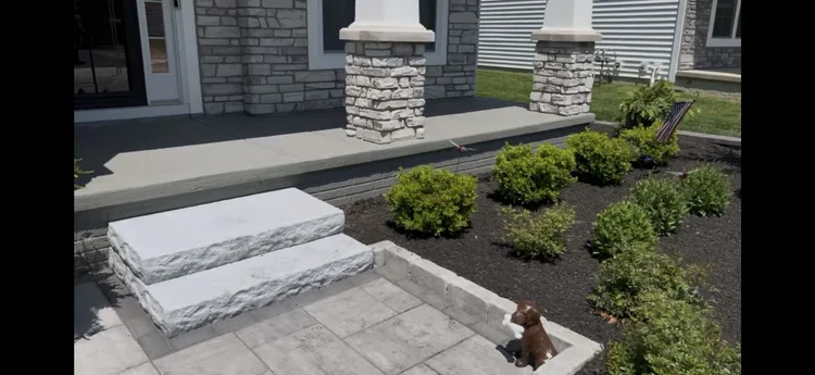 Coated front porch and steps, gray polyaspartic
